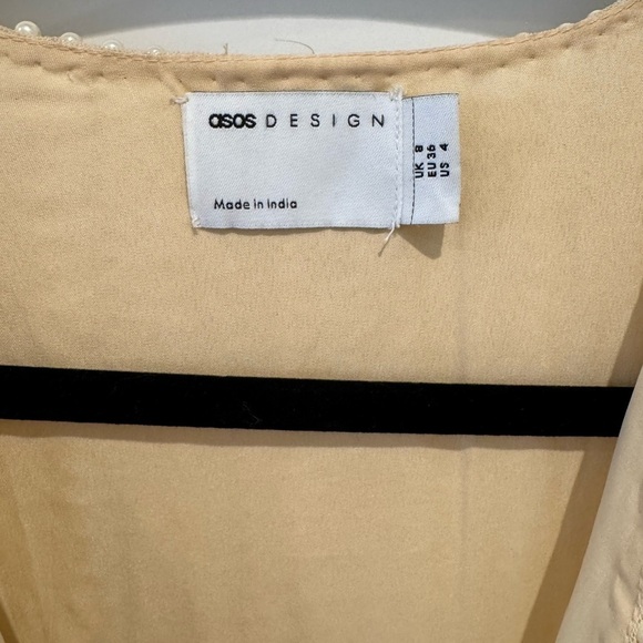 ASOS DESIGN Womens Linear Embellished Bodice Mini Dress Cream SIZE 4 pearls - Picture 7 of 13
